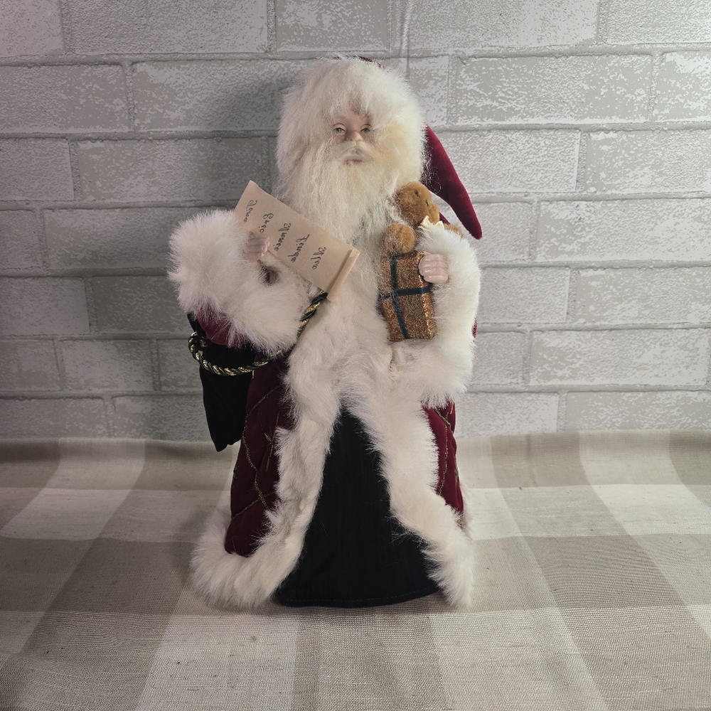 Traditions 16" Cloth and Porcelain Santa Centerpiece Holiday Decor
